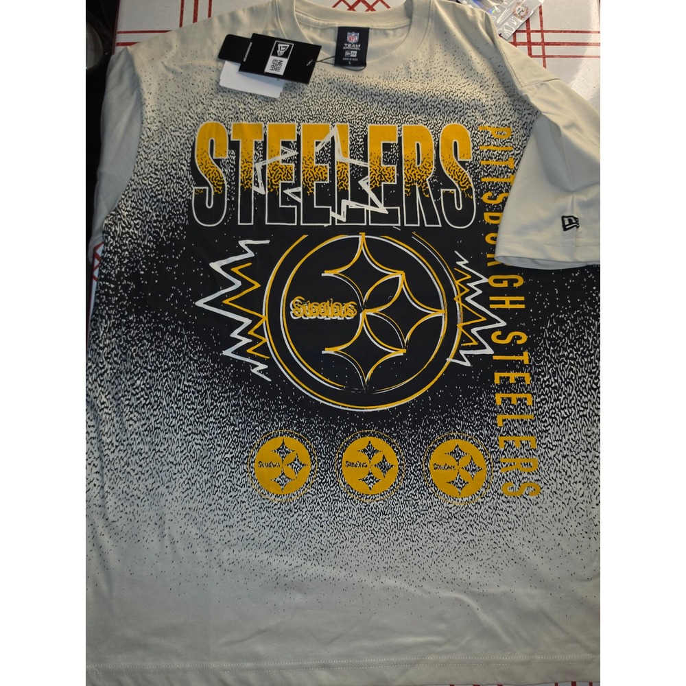 New Era NFL Pittsburgh Steelers Graphic T-Shirt Cream Black Mens Large 60755846